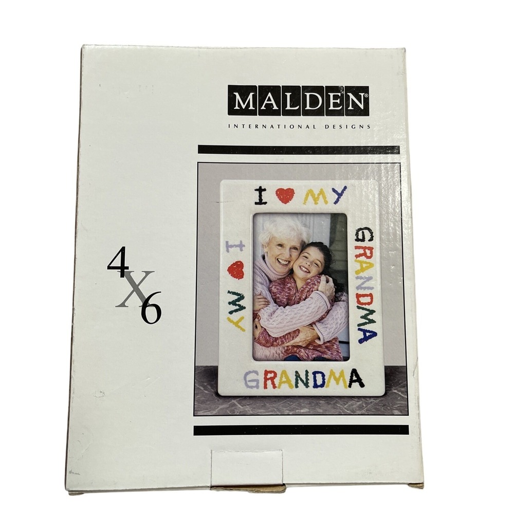 Grandma Picture Frame 4x6 VTG 90s Ceramic I Love My Grandma Table Top Retro